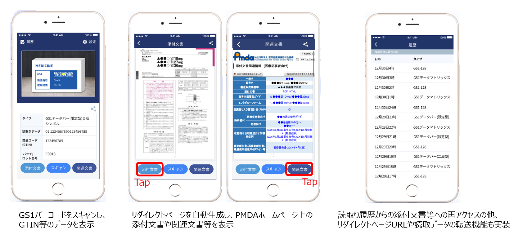 GS1 Japanが共同で開発した医療従事者用のアプリケーション(アプリ)の使用方法の説明